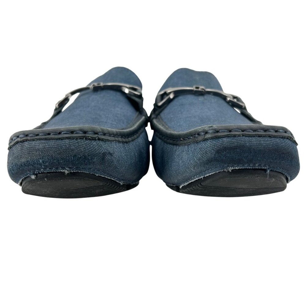 Blue Denim Men's 10M Horsebit Driving Loafers Mercanti Fiorentini Shoes Loafers - Picture 4 of 10